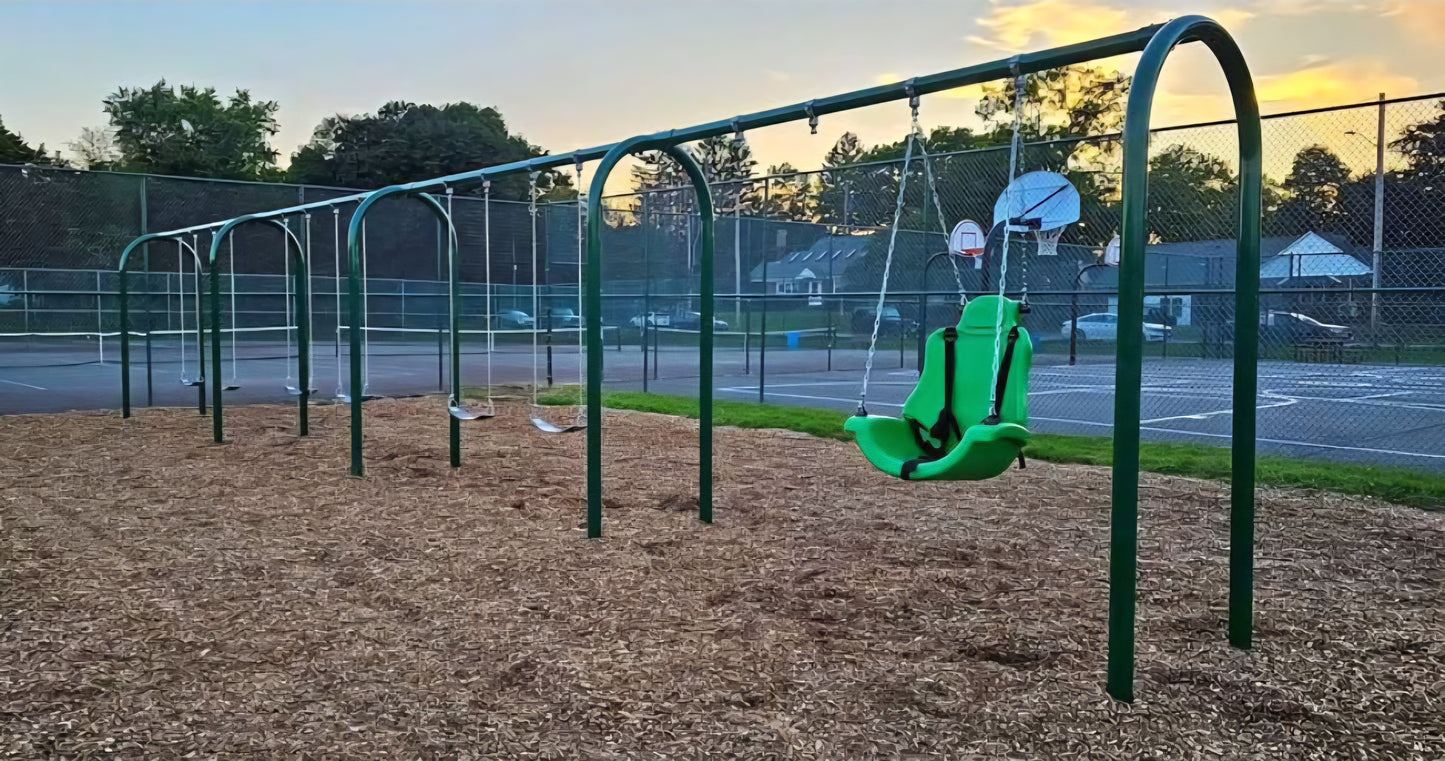 4 Bay Arch Swing Frame with Chains and Seats (3.5 Inch Posts)