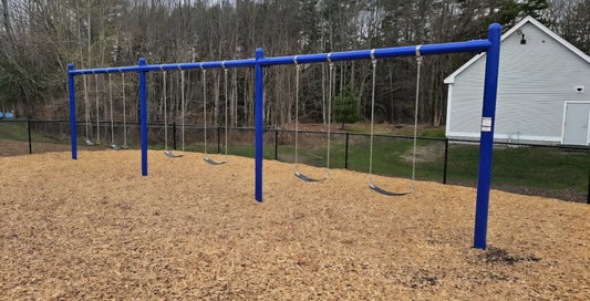 3 Bay Single Post Swing Frame with Chains and Seats (5 Inch)
