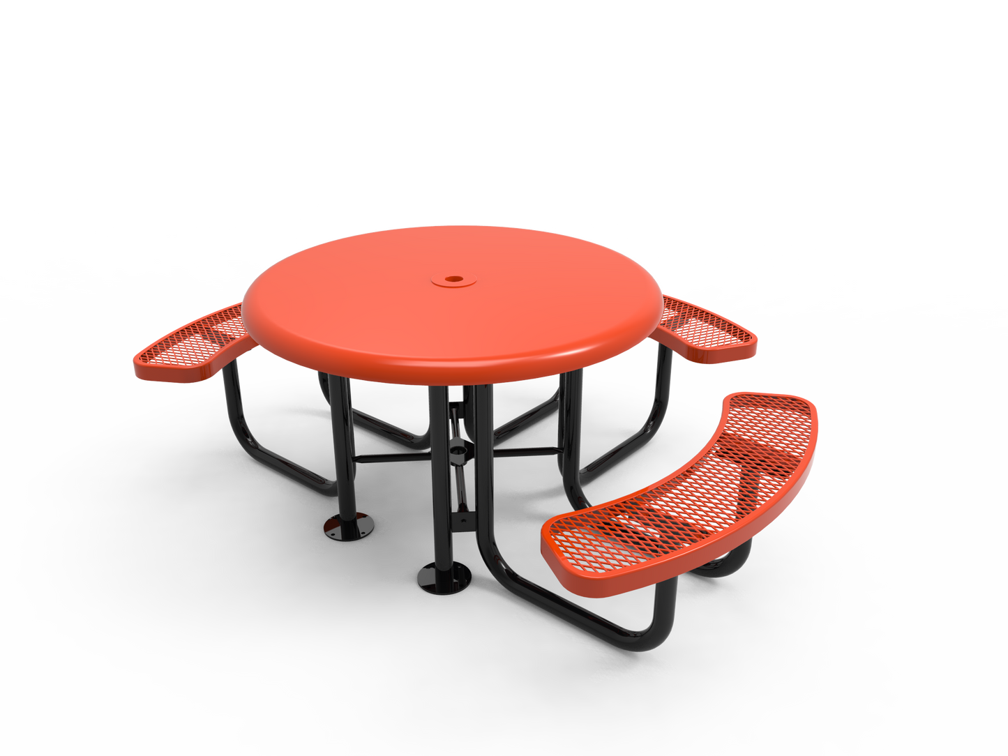 Round Picnic Table w/ Solid Top - Portable