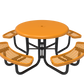 Round Picnic Table w/ Solid Top - Portable