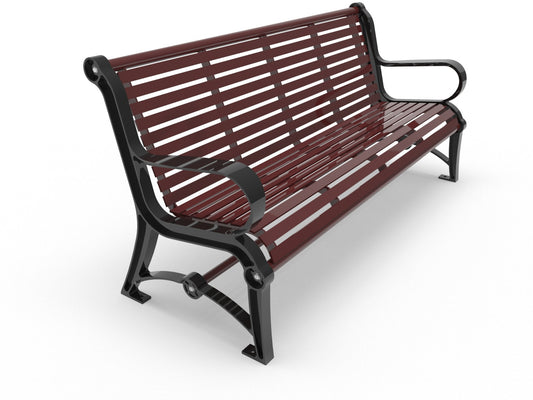 6ft Huron Bench with Back - Surface Mount