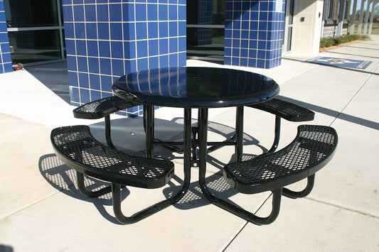Round Picnic Table w/ Solid Top - Portable
